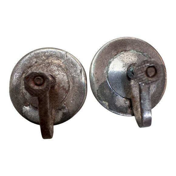 Vintage Navajo Southwestern Turquoise & Sterling Silver Screw Back Earrings - Picture 3 of 6